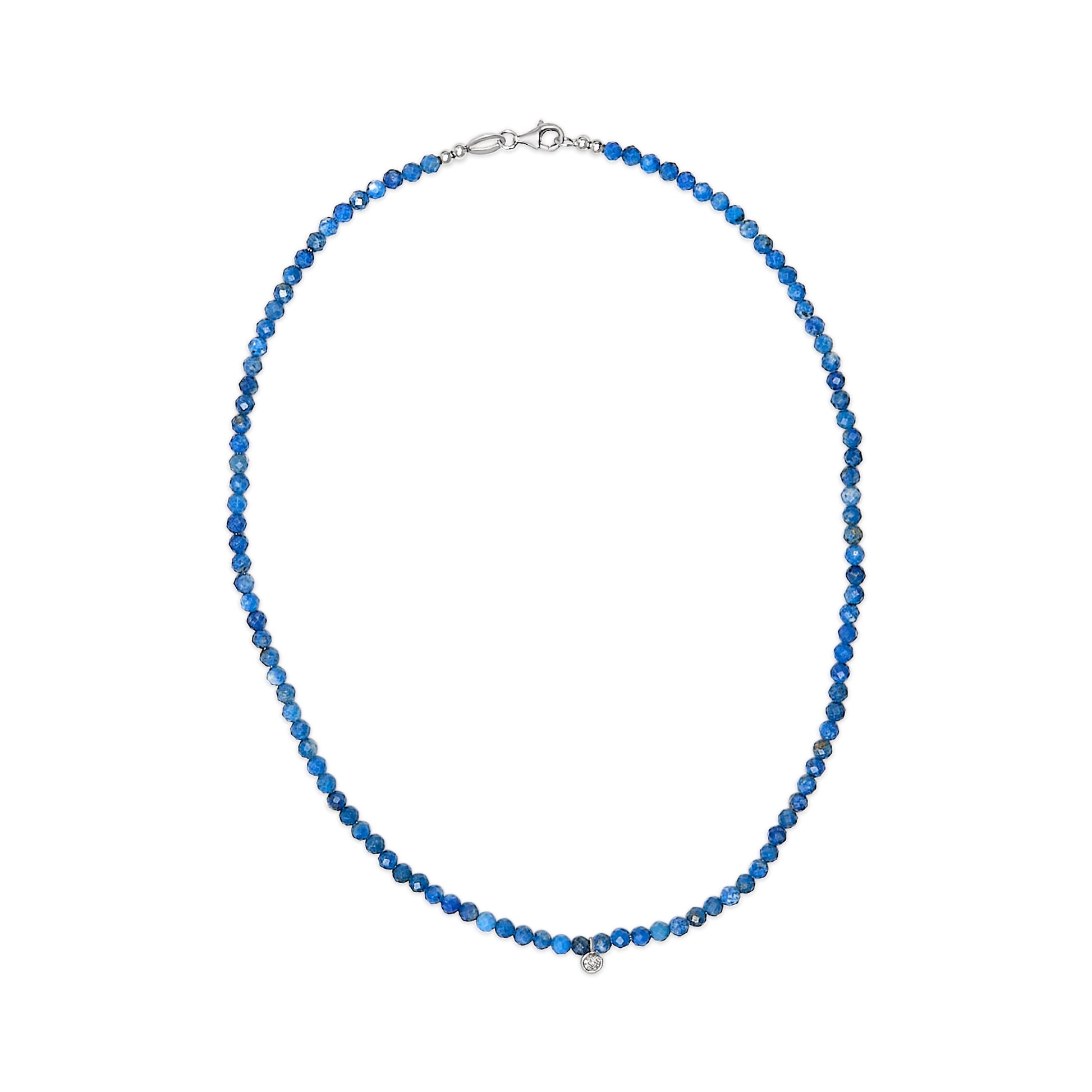 Sterling Silver Diamond Accent Blue Lapis Bead Station Necklace Bids.com