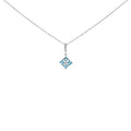 Sterling Silver Blue Topaz and White Sapphire Square Motif Pendant Necklace 18 Inch Bids.com