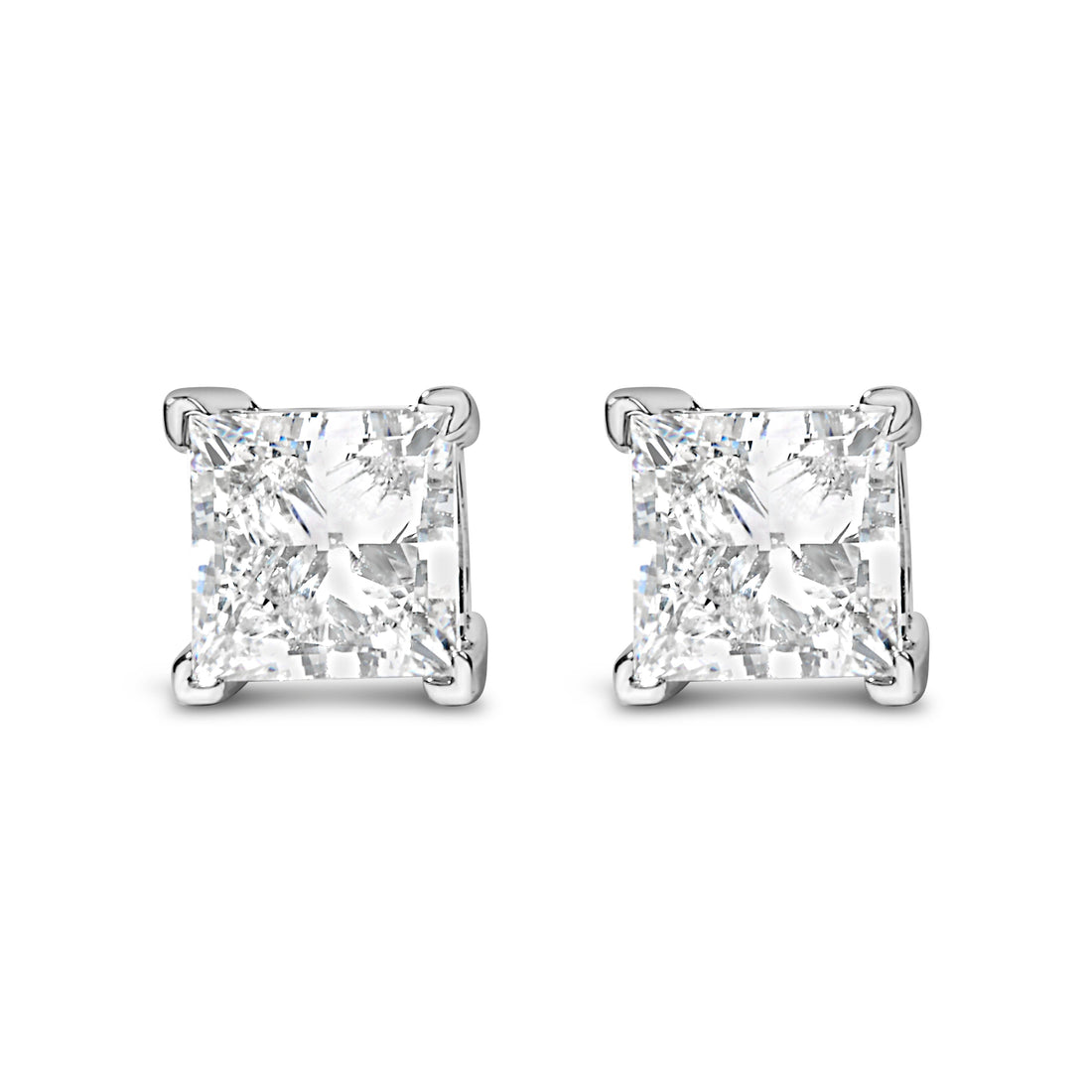 14K White Gold 1.0 Cttw Princess Cut Lab Grown Diamond Solitaire Stud Earrings (F-G Color, VS2-SI1 Clarity) Bids.com