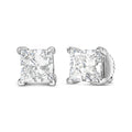 14K White Gold 1.0 Cttw Princess Cut Lab Grown Diamond Solitaire Stud Earrings (F-G Color, VS2-SI1 Clarity) Bids.com