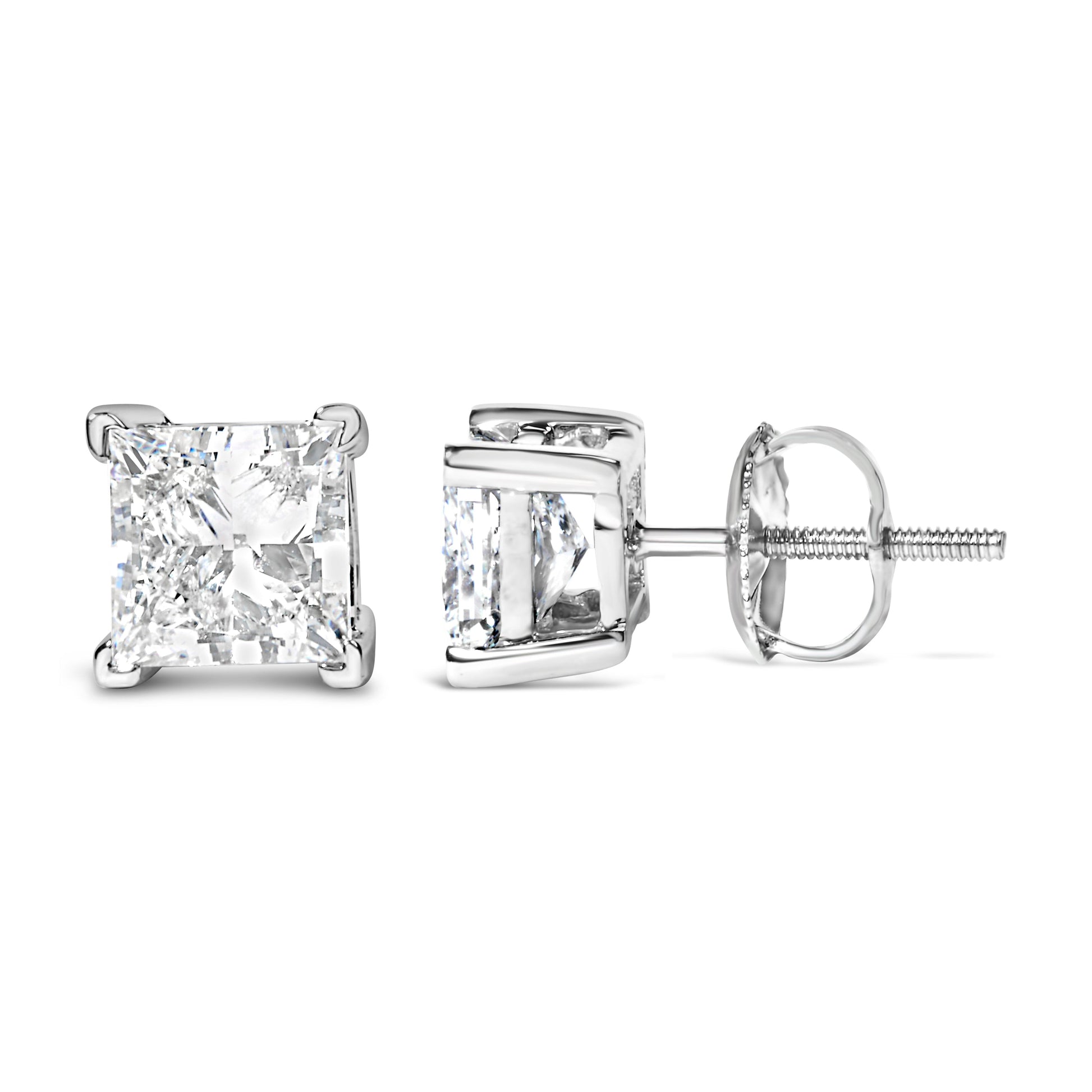 14K White Gold 1.0 Cttw Princess Cut Lab Grown Diamond Solitaire Stud Earrings (F-G Color, VS2-SI1 Clarity) Bids.com