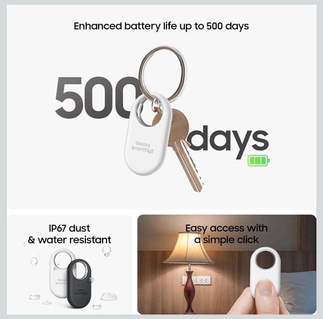Samsung Galaxy SmartTag2, Bluetooth Tracker, Smart Tag Tracking Device, Item Finder for Keys, Wallet, Luggage, Pets, Use w/ Phones and Tablets Android 11 or Later, 2023, 1 Pack,  Gilles Family DropShipping