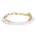 18K Yellow Gold Vermeil Cultured Pearl Station Link Bracelet Bids.com