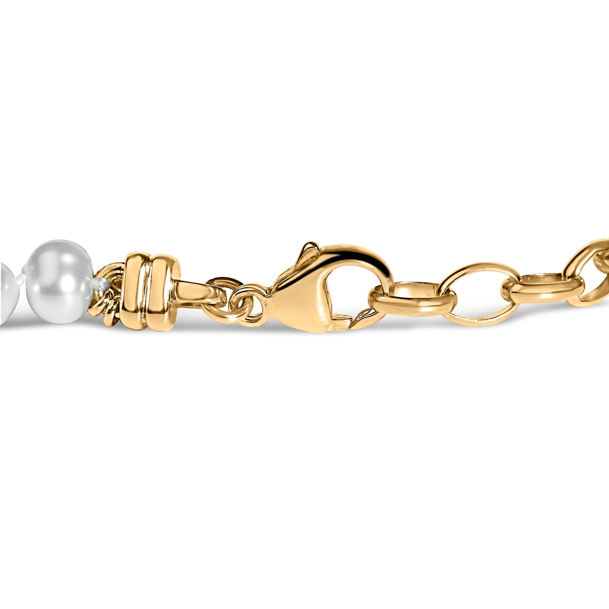 18K Yellow Gold Vermeil Cultured Pearl Station Link Bracelet Bids.com