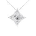 10K White Gold 1/10 Cttw Bezel Set Solitaire Princess Cut Diamond Kite Shaped Pendent Necklace - 18