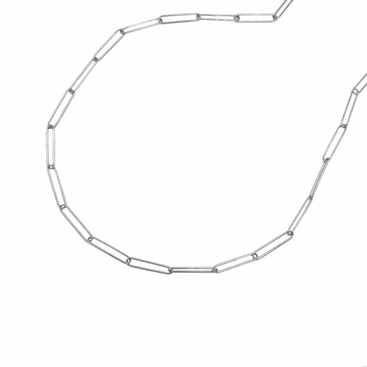 14k White Gold Wire Paperclip Chain (2.7mm) Bids.com
