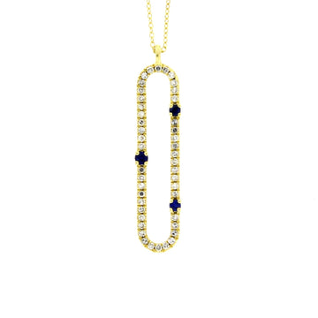 Diamond Sapphire Fashion Pendants 14KT Yellow Gold Bids.com