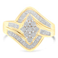 10K Yellow Gold Diamond Bypass Cluster Ring (1 Cttw, I-J Color, I2-I3 Clarity) - Size 7 Bids.com