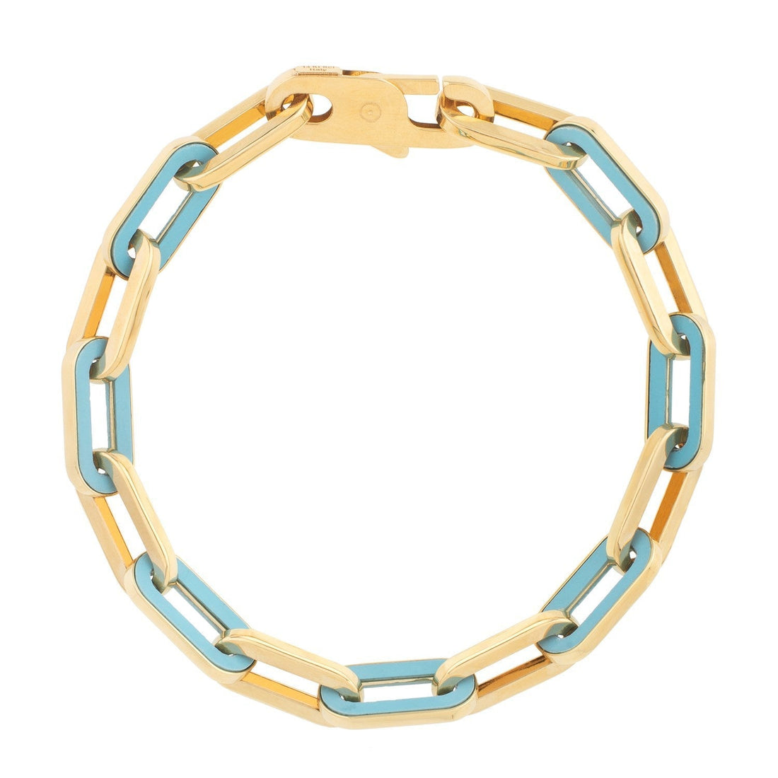 14k Yellow Gold Turquoise Paperclip Gem Link Bracelet (7.00 mm) Bids.com
