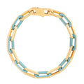 14k Yellow Gold Turquoise Paperclip Gem Link Bracelet (7.00 mm) Bids.com