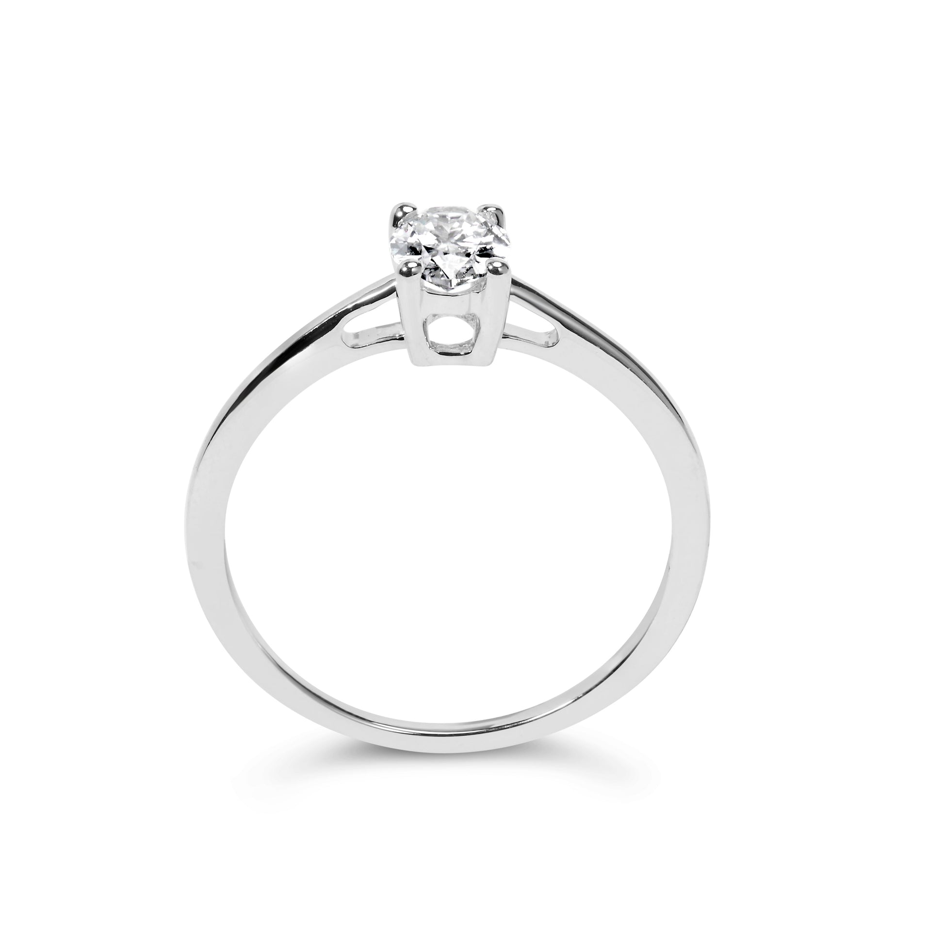 14K White Gold 1/2 Cttw Oval Lab Grown Diamond 4 Prong Solitaire Engagement Ring (F-G Color, VS2-SI1 Clarity) - Size 7 Bids.com
