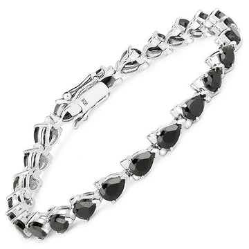 14.82 Carat Genuine Black Spinel 925 Sterling Silver Bracelet Bids.com