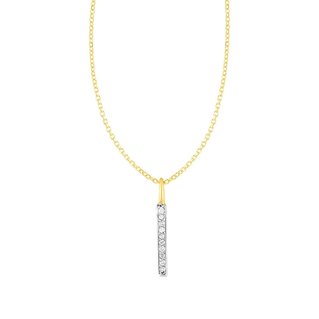 14k Yellow Gold Bar Pendant with Diamonds Bids.com