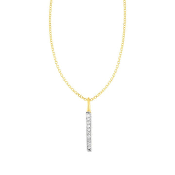 14k Yellow Gold Bar Pendant with Diamonds Bids.com