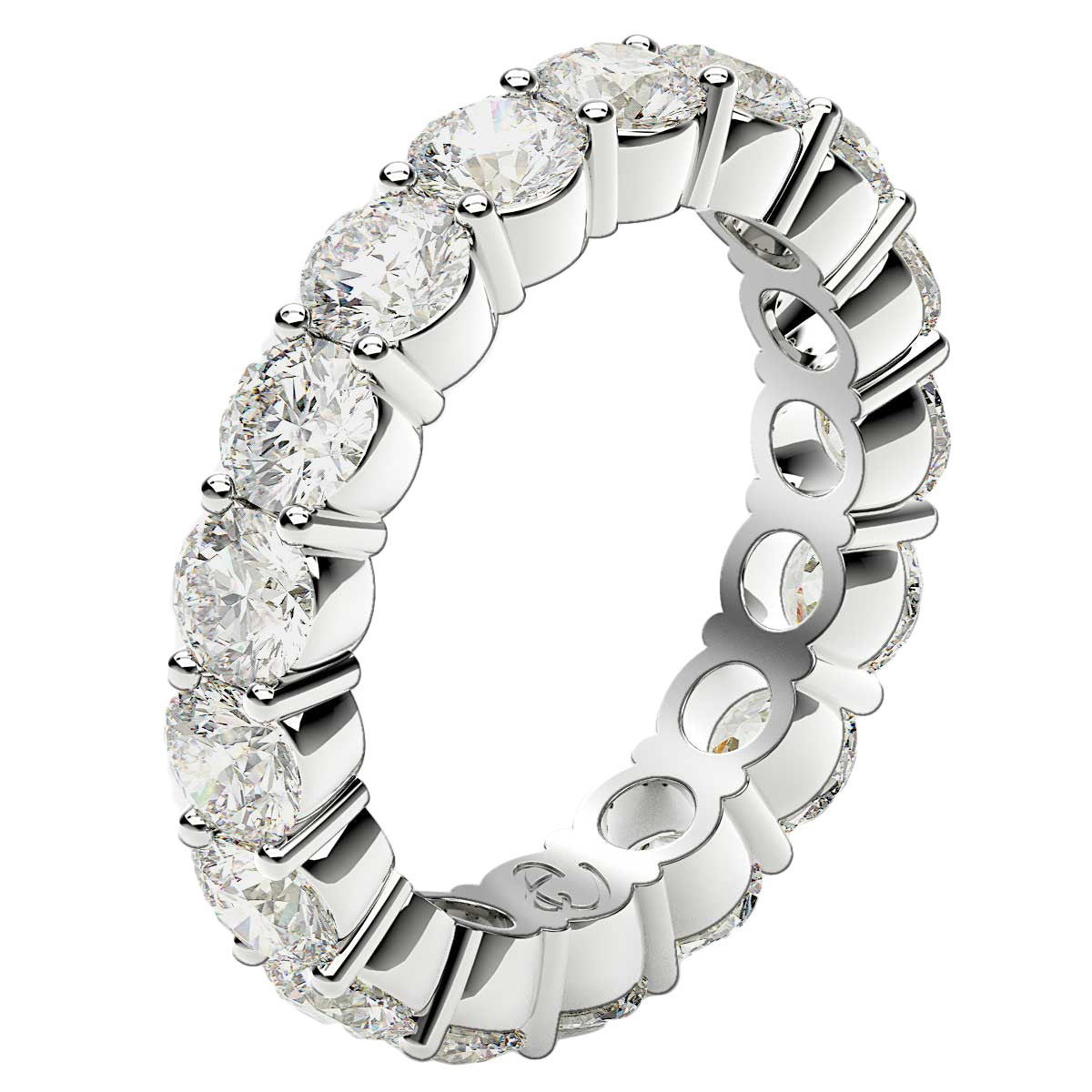 Round Cut Lab Grown Diamond Eternity Ring in 14k White Gold (3 cttw FG/VS2) Bids.com