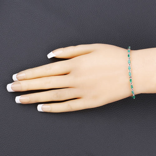 3.24 Carat Genuine Zambian Emerald .925 Sterling Silver Bracelet Bids.com