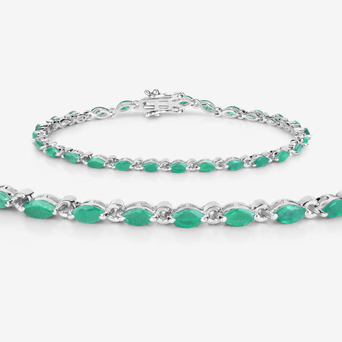 3.24 Carat Genuine Zambian Emerald .925 Sterling Silver Bracelet Bids.com