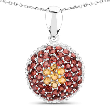4.57 Carat Genuine Citrine and Garnet .925 Sterling Silver Pendant Bids.com
