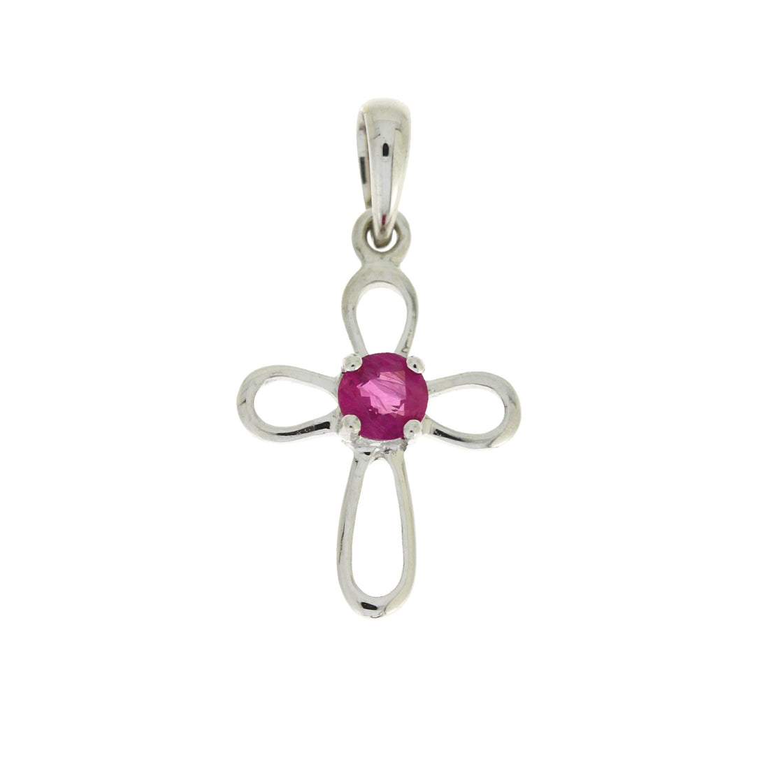 .22ct Ruby Cross Religious Pendant 10KT White Gold Bids.com