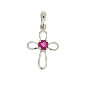 .22ct Ruby Cross Religious Pendant 10KT White Gold Bids.com