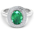 1.97 Carat Genuine Zambian Emerald  and White Diamond 14K White Gold Ring Bids.com