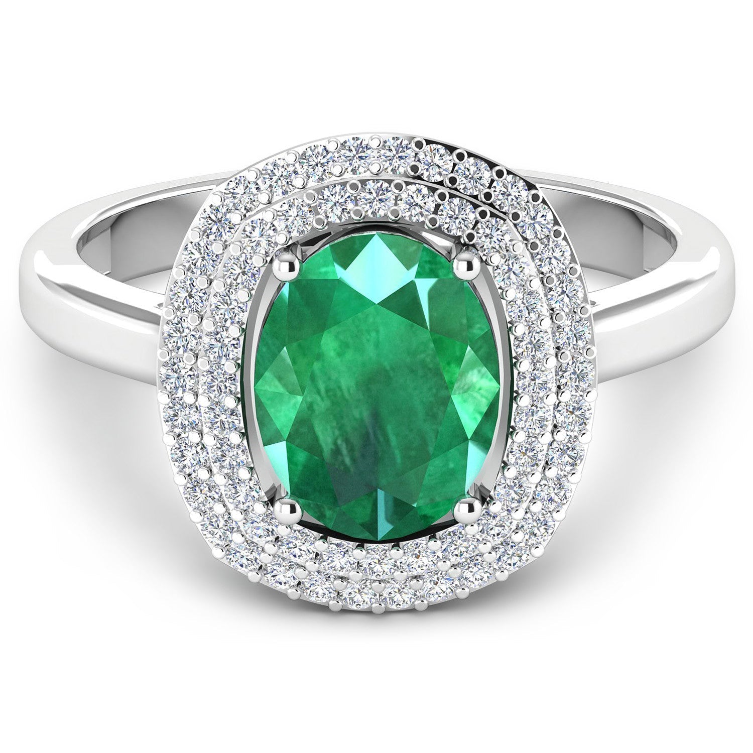 1.97 Carat Genuine Zambian Emerald  and White Diamond 14K White Gold Ring Bids.com