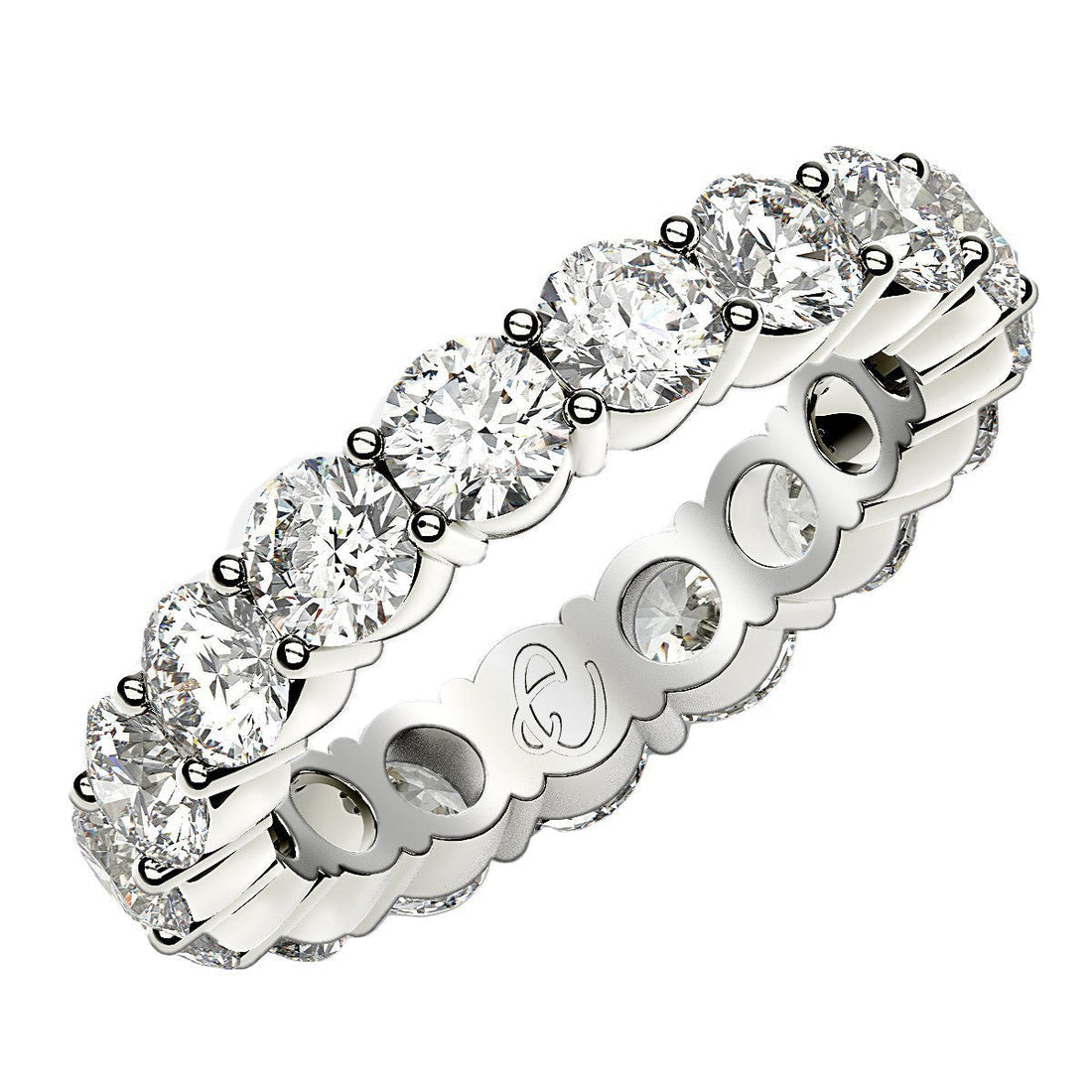 Round Cut Lab Grown Diamond Eternity Ring in 14k White Gold (3 cttw FG/VS2) Bids.com
