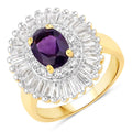 3.20 Carat Genuine Amethyst and White Topaz .925 Sterling Silver Ring Bids.com