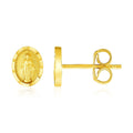 14k Yellow Gold Oval Religious Medallion Post Earrings Bids.com