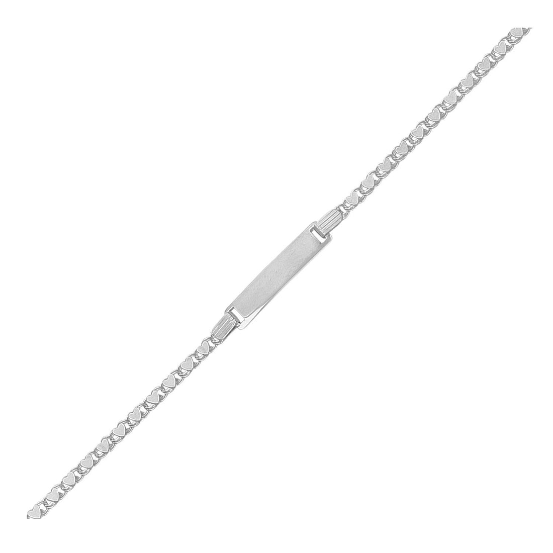 14k White Gold Childrens Heart Link ID Bracelet Bids.com