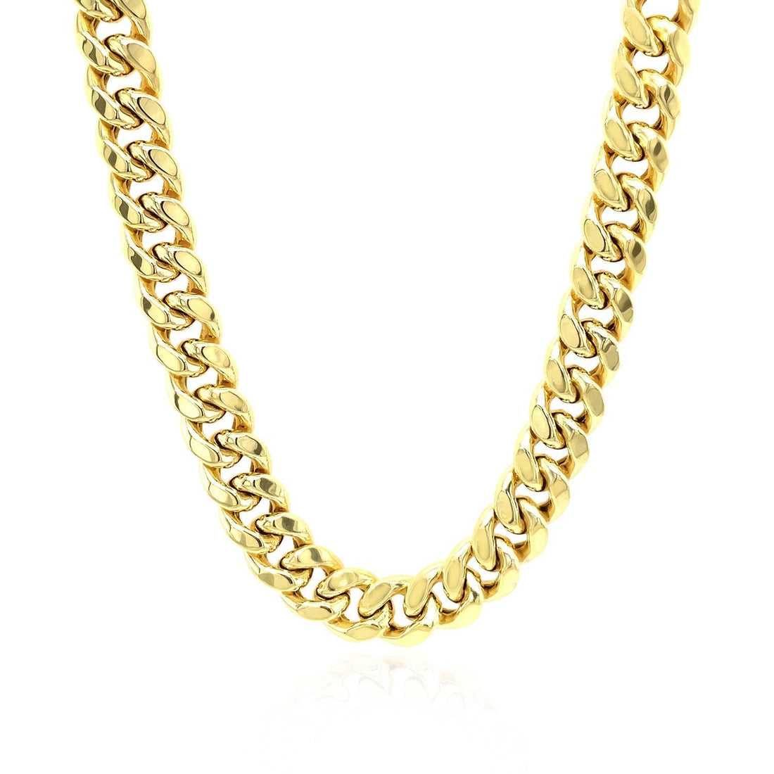 7.25mm 10k Yellow Gold Semi Solid Miami Cuban Chain Bids.com