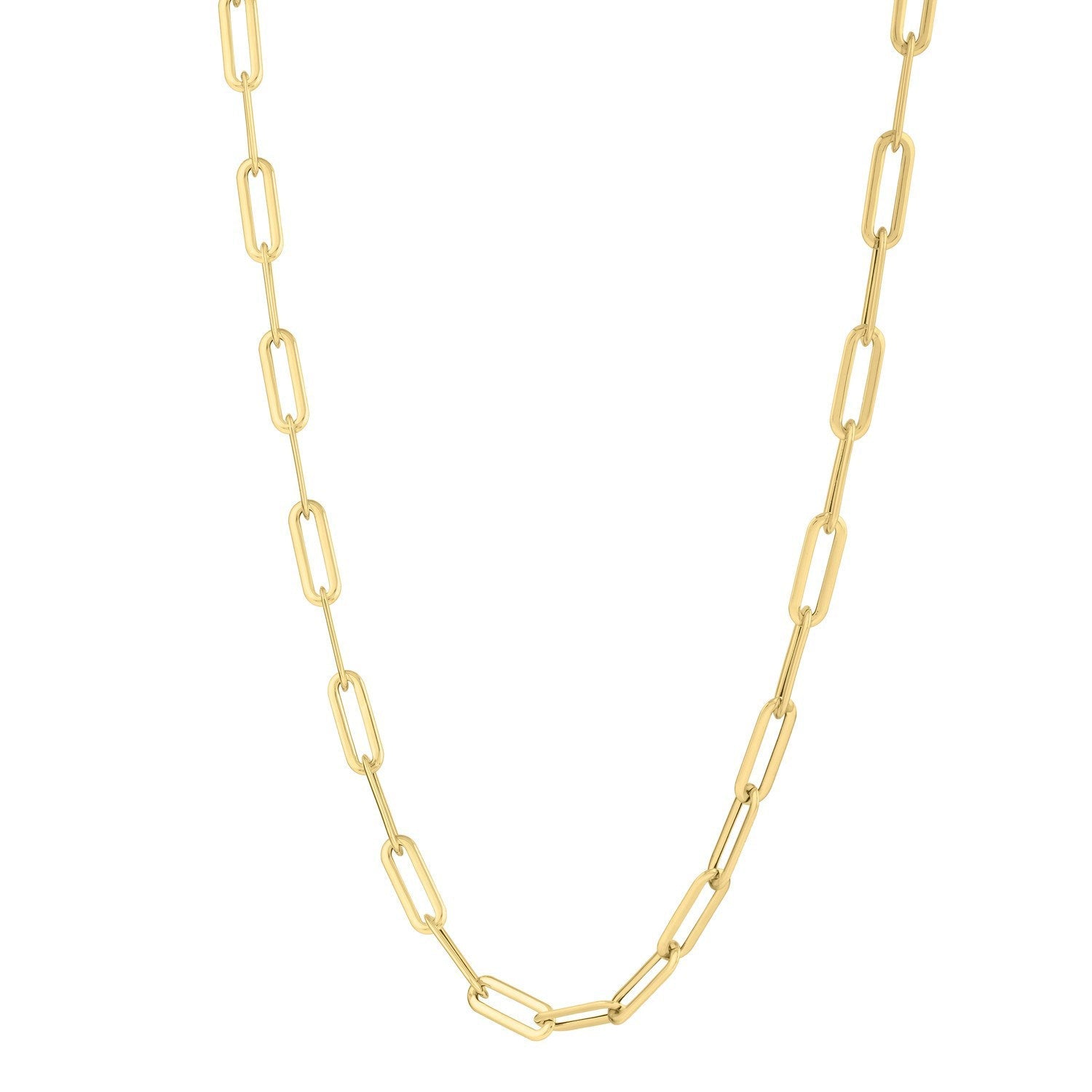 14k Yellow Gold Long Domed Paperclip Chain Necklace (4.80 mm) Bids.com