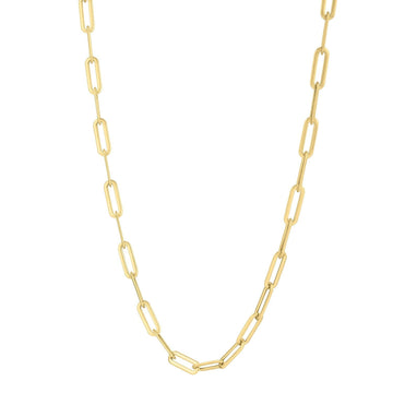 14k Yellow Gold Long Domed Paperclip Chain Necklace (4.80 mm) Bids.com