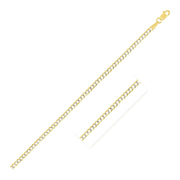 2.6 mm 14k Two Tone Gold Pave Curb Chain Bids.com