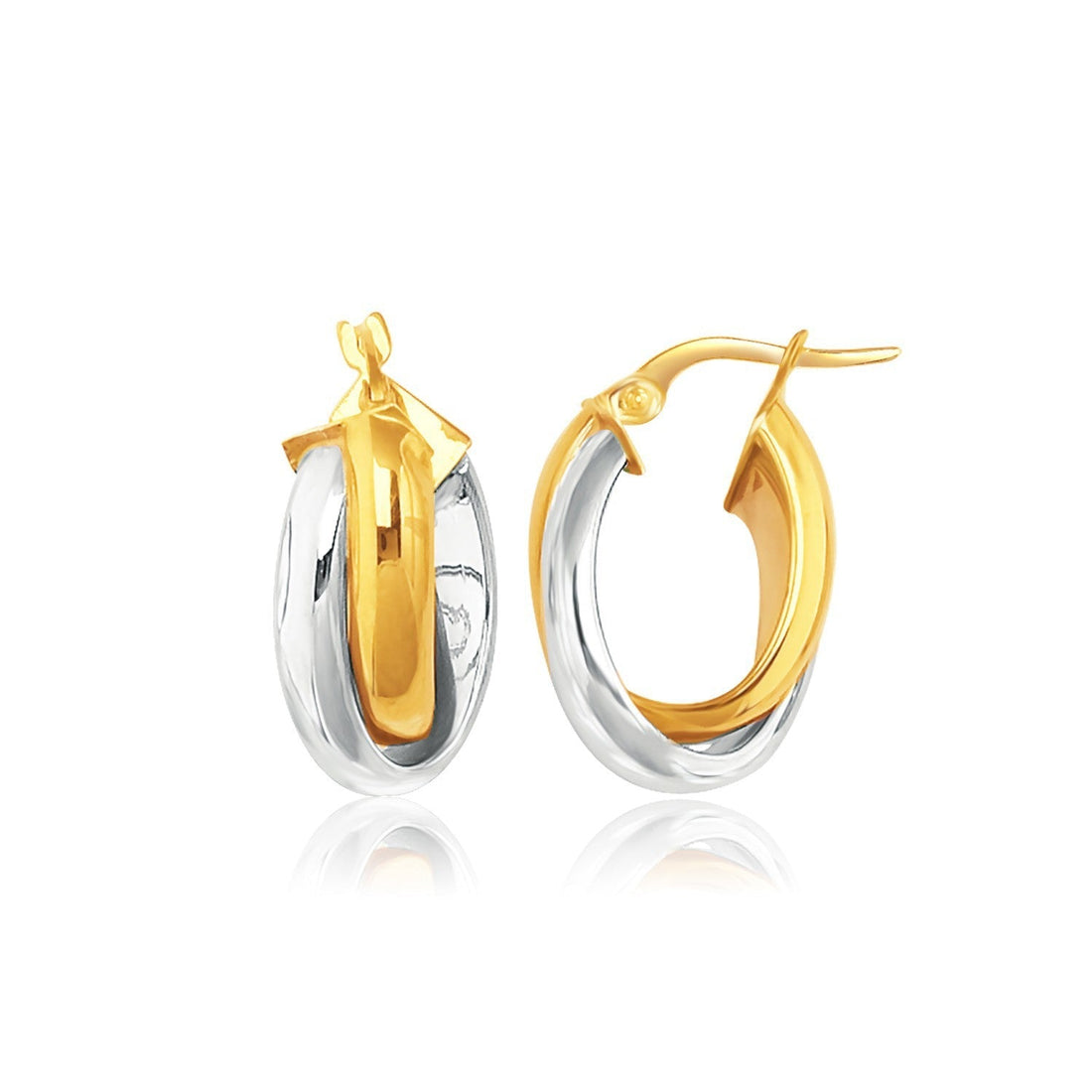 14k Two-Tone Gold Double Row Intertwined Oval Hoop Earrings Bids.com