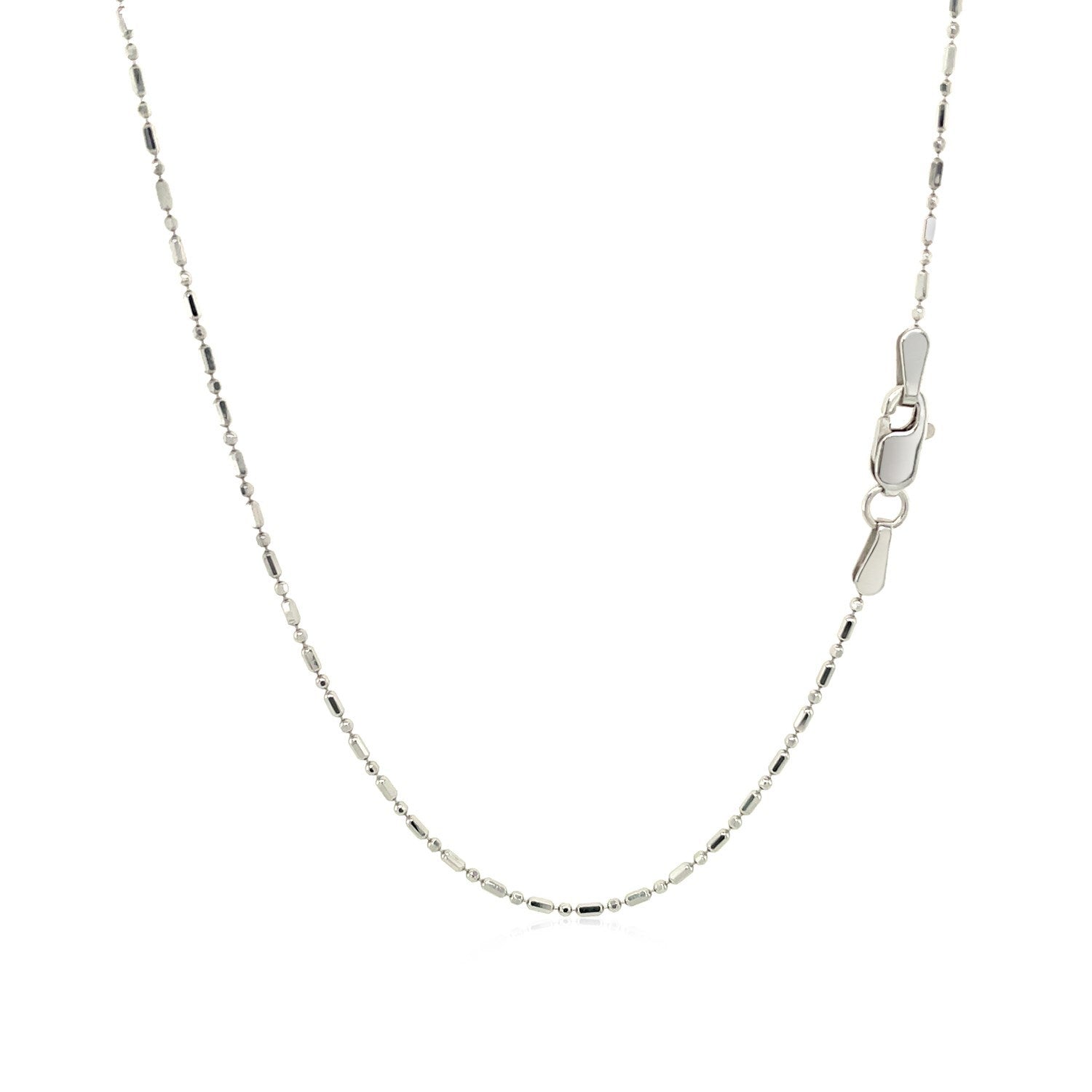 14k White Gold Diamond-Cut Bead Chain 1.0mm Bids.com