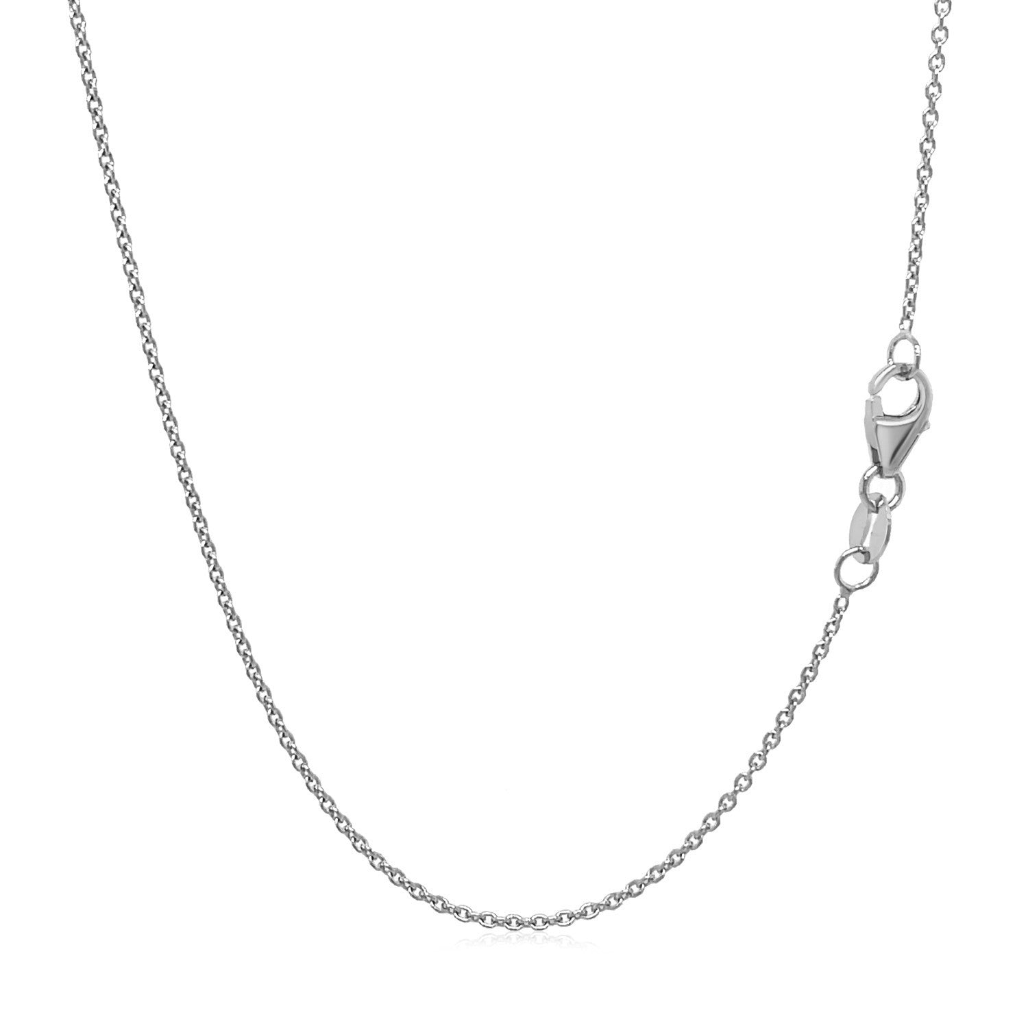 14k White Gold Round Cable Link Chain 1.1mm Bids.com
