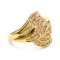 10K Yellow Gold 2.0 Cttw Channel Set Diamond Cocktail Swirl Band Ring (K-L Color, I1-I2 Clarity) - Ring Size 7 Bids.com