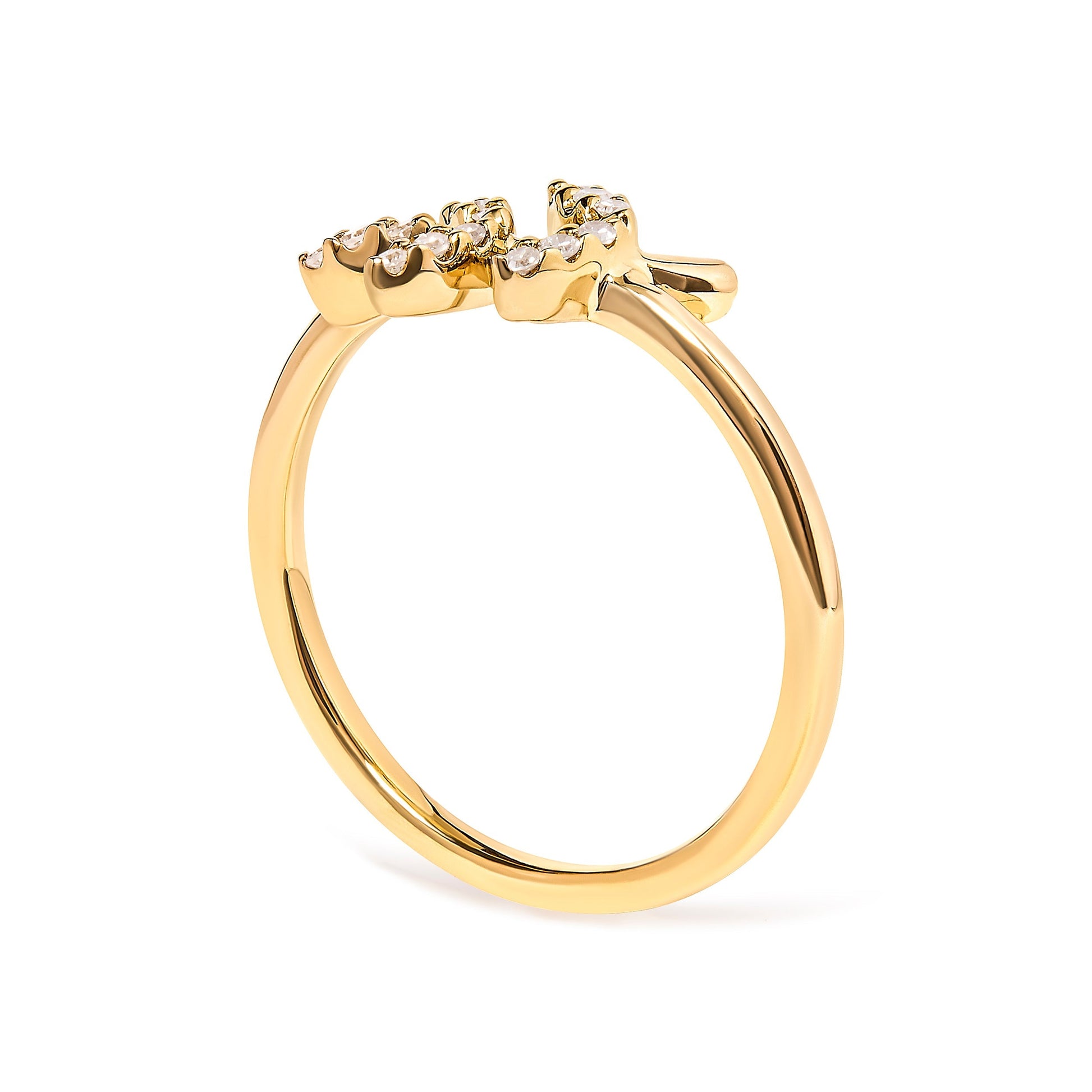 10K Yellow Gold 1/10 Cttw Diamond Leaf and Branch Ring (H-I Color, I1-I2 Clarity) - Ring Size 7 Bids.com