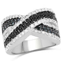 1.57 Carat Genuine Blue Diamond, White Diamond & Black Diamond .925 Sterling Silver Ring Bids.com
