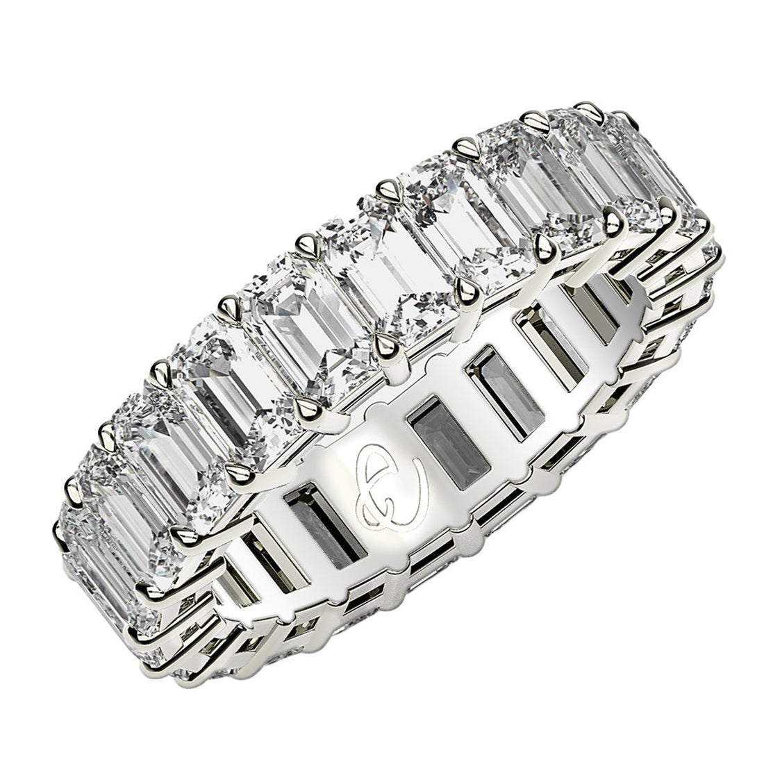 Emerald Cut Lab Grown Diamond Eternity Ring in 14k White Gold (4 cttw FG/VS2) Bids.com