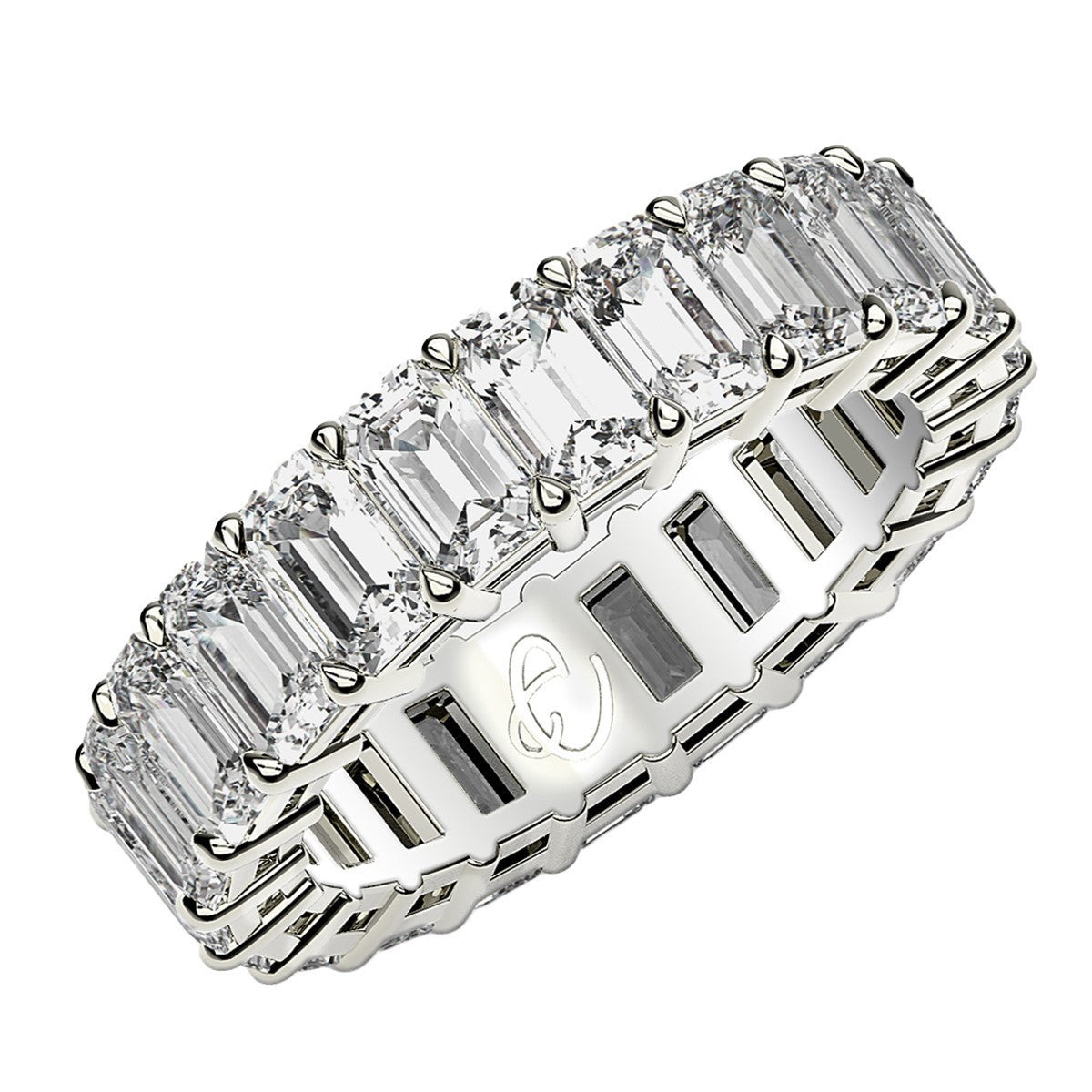 Emerald Cut Lab Grown Diamond Eternity Ring in 14k White Gold (4 cttw FG/VS2) Bids.com