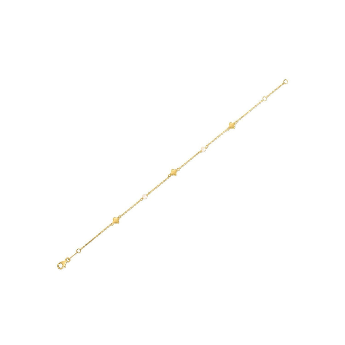 14k Yellow Gold Pearl Clover Bracelet Bids.com