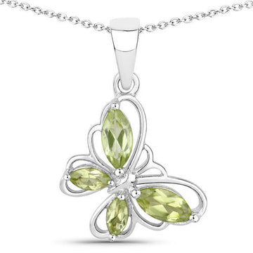 0.64 Carat Genuine Peridot .925 Sterling Silver Pendant Bids.com