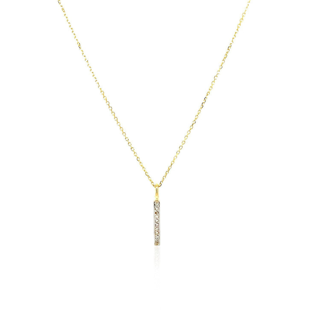 14k Yellow Gold Bar Pendant with Diamonds Bids.com