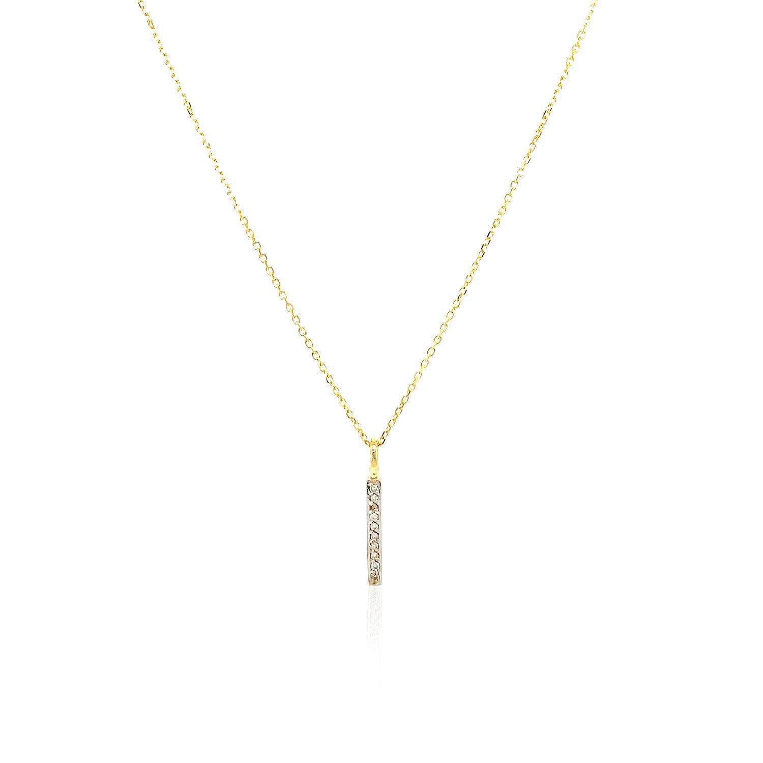 14k Yellow Gold Bar Pendant with Diamonds Bids.com