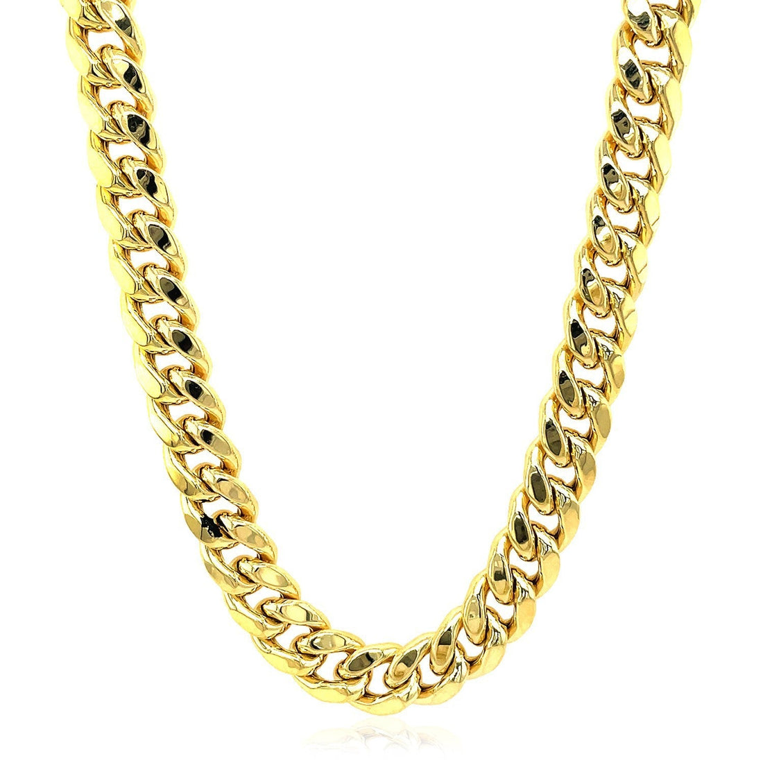 9.0mm 14k Yellow Gold Semi Solid Miami Cuban Chain Bids.com