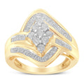 10K Yellow Gold Diamond Bypass Cluster Ring (1 Cttw, I-J Color, I2-I3 Clarity) - Size 7 Bids.com