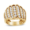 14K Yellow Gold Plated .925 Sterling Silver 2.00 Cttw Diamond Multi Row Band Ring (J-K Color, I1-I2 Clarity) - Ring Size 7 Bids.com