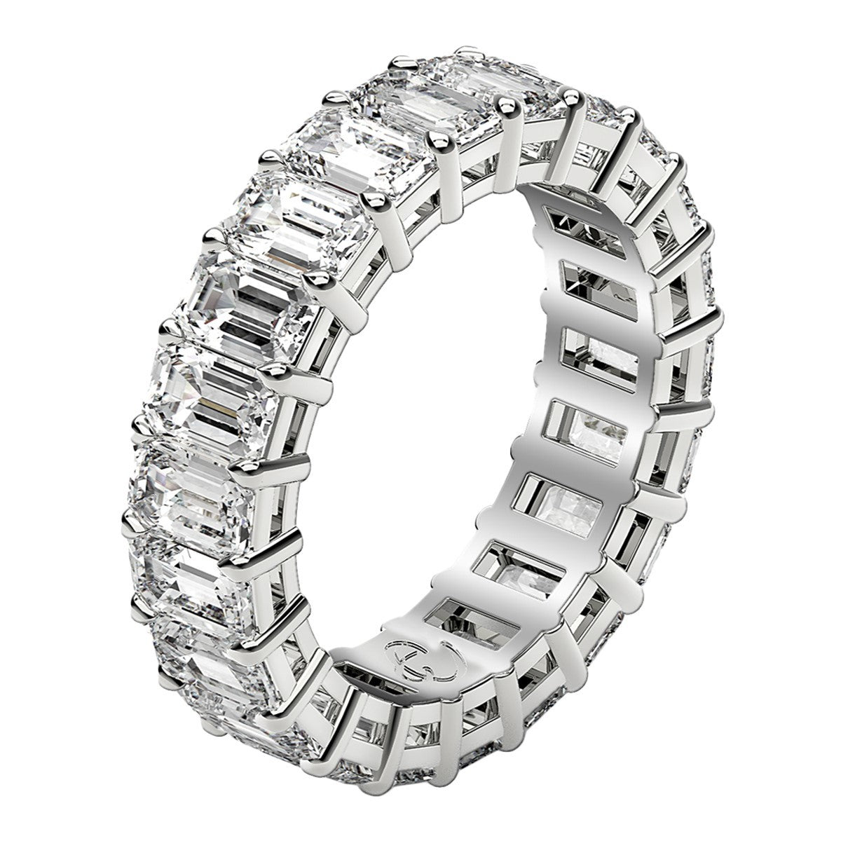 Emerald Cut Lab Grown Diamond Eternity Ring in 14k White Gold (4 cttw FG/VS2) Bids.com
